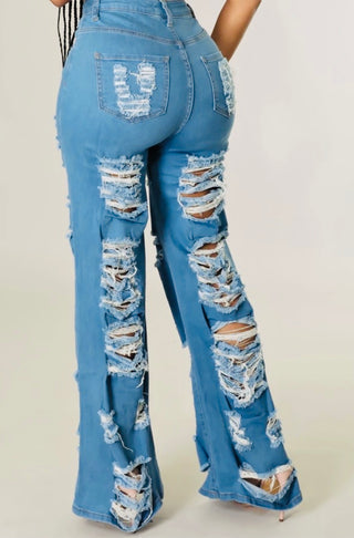 Tonia’s Wide Leg Distressed Jeans